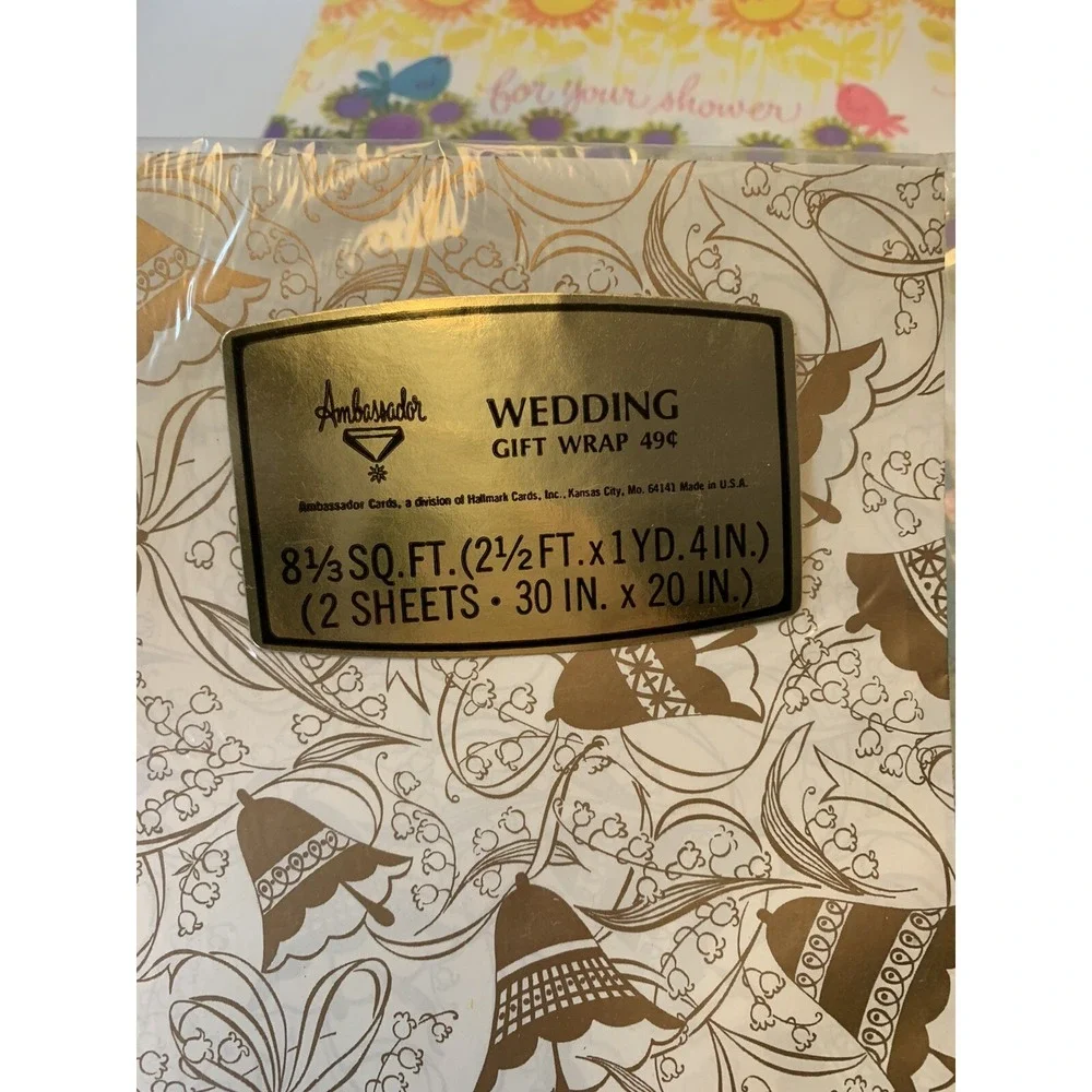 Vtg Mixed Lot Hallmark Rust Craft Wedding Shower Anniversary Gift Wrap Sheets